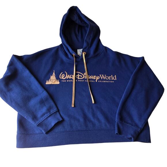 Walt Disney World 50th Anniversary Cropped Pullover Blue/Rose Women's Hoodie M - Picture 2 of 7